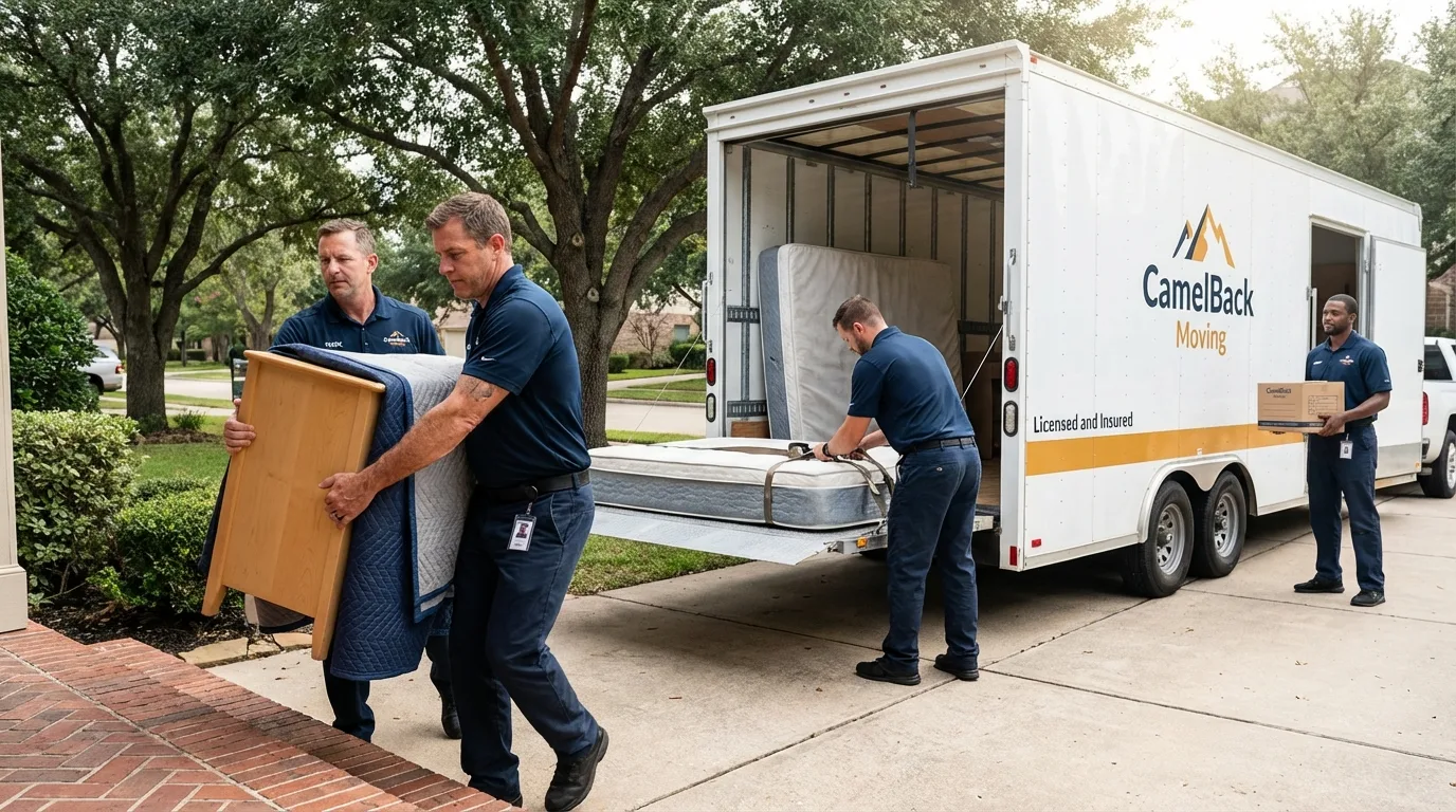 Crew loading residential truck for cross-state move from Milesburg, PA