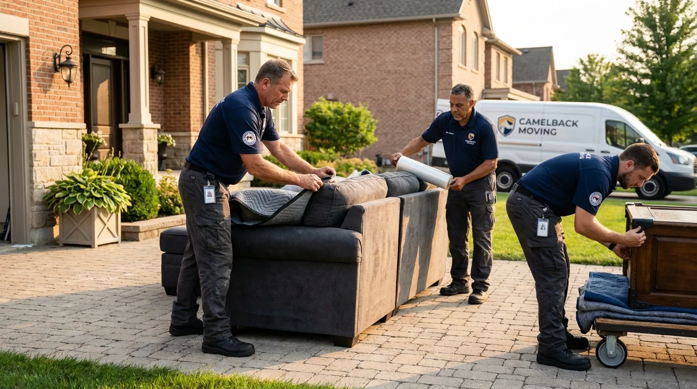 Large estate moving crew wrapping furniture in Milesburg, PA